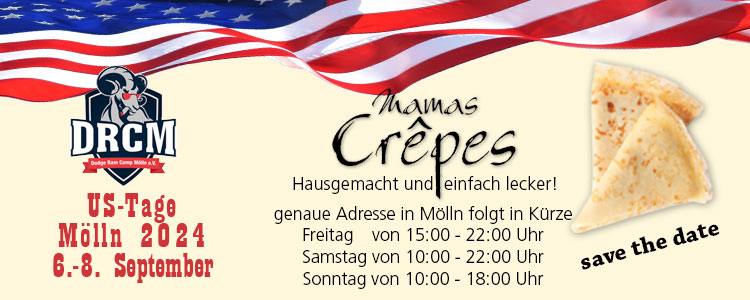 Das US Car Treffen in Mölln ist seit mehreren Jahren eine Anlaufstelle, um Mamas Crêpes genießen zu können
