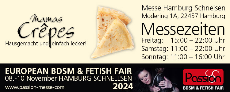 Mamas Crêpes gibt es bei der European BDSM Messe & Fetisch Fair in Hamburg Schnelsen